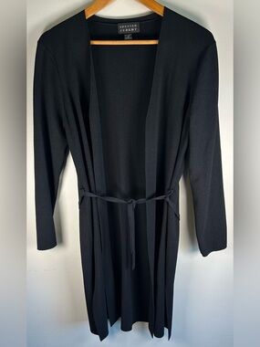 Spenser Jeremy Women’s Open Front Cardigan Size 12 Black Viscose Nylon EUC
